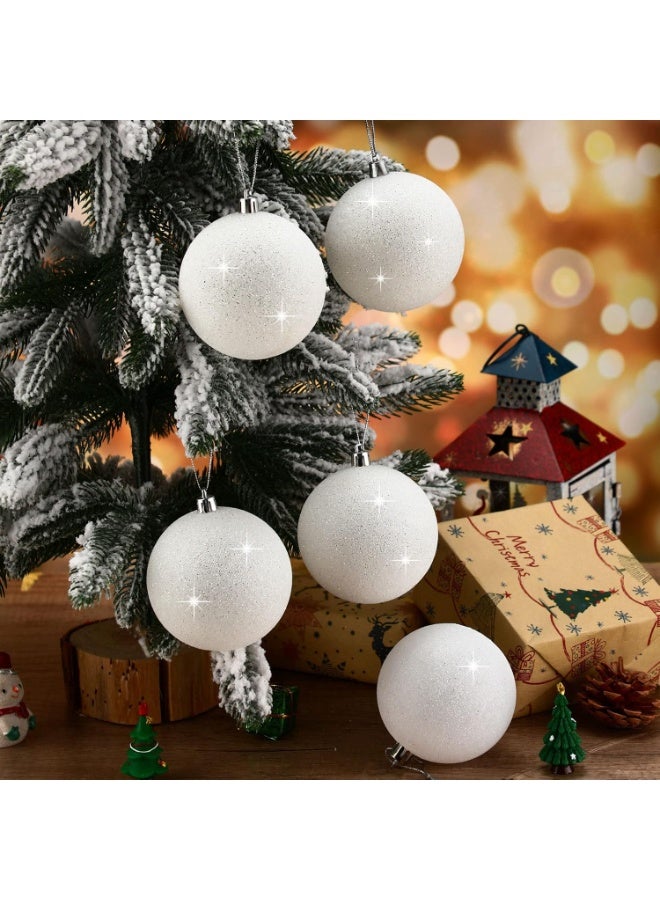 12 Pieces Large Glitter Snowball Ornaments for Christmas Tree Christmas Ornaments Hanging White Balls Large Plastic Christmas Tree Balls for Christmas Wedding Party Decorations - Image 4